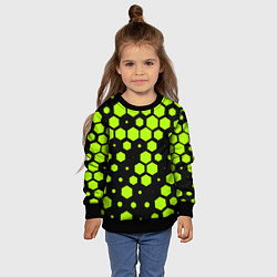 Свитшот детский Зеленые соты киберпанк, цвет: 3D-черный — фото 2