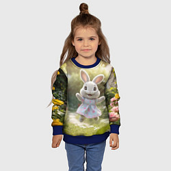 Свитшот детский Забавный белый кролик в платье, цвет: 3D-синий — фото 2