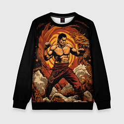 Свитшот детский Муай тай боец в стойке, цвет: 3D-черный