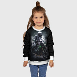 Свитшот детский Мотоциклист и дым, цвет: 3D-белый — фото 2