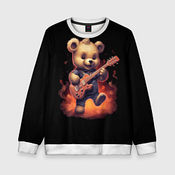 Свитшот детский Плюшевый медведь играет на гитаре, цвет: 3D-белый