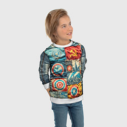 Свитшот детский Пэчворк джинсы в СССР, цвет: 3D-белый — фото 2