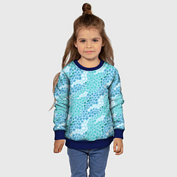 Свитшот детский Океанские волны из синих и бирюзовых камней, цвет: 3D-синий — фото 2