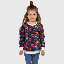 Свитшот детский Поле яркий черепов и цветов, цвет: 3D-белый — фото 2