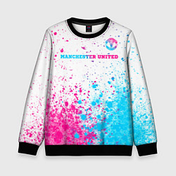 Свитшот детский Manchester United neon gradient style посередине, цвет: 3D-черный