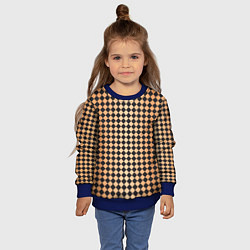 Свитшот детский Паттерн черных и коричневых квадратов, цвет: 3D-синий — фото 2