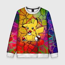 Свитшот детский Pikachu pokeballs, цвет: 3D-белый