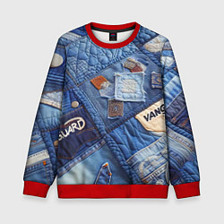 Свитшот детский Vanguard jeans patchwork - ai art, цвет: 3D-красный