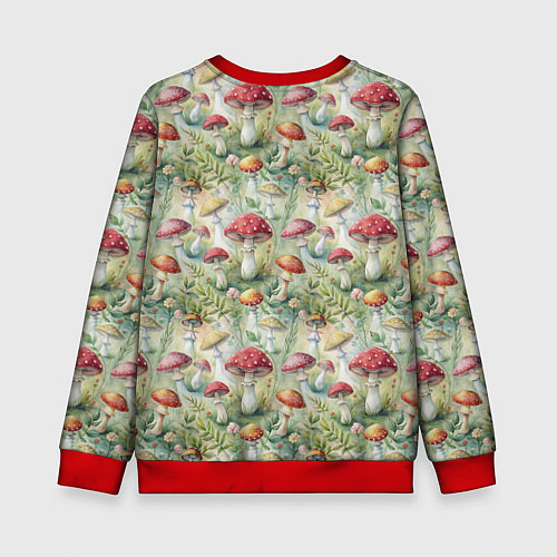 Детский свитшот Дикие грибы лесные мухоморы / 3D-Красный – фото 2