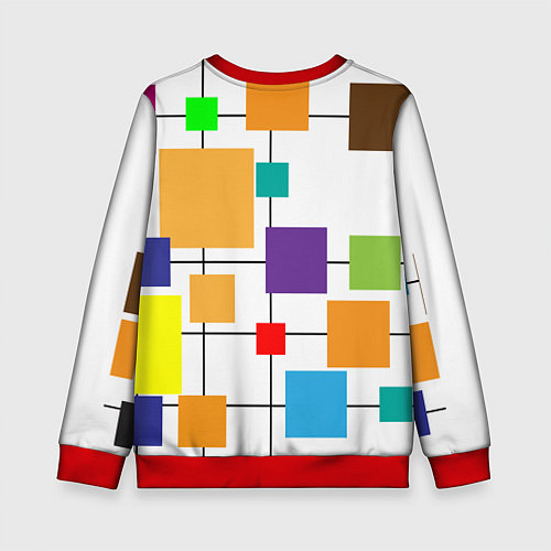 Детский свитшот Разноцветные квадраты паттерны / 3D-Красный – фото 2