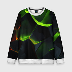 Свитшот детский Green neon abstract geometry, цвет: 3D-белый