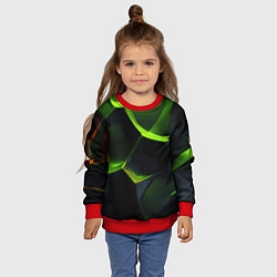 Свитшот детский Green neon abstract geometry, цвет: 3D-красный — фото 2