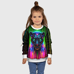 Свитшот детский Неоновая цифровая пантера, цвет: 3D-белый — фото 2
