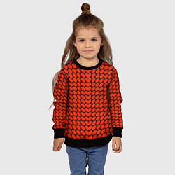 Свитшот детский Красные лепестки шестиугольники, цвет: 3D-черный — фото 2