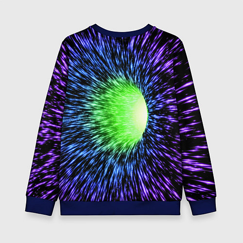 Детский свитшот Червоточина - градиентные лучи со свечением / 3D-Синий – фото 2