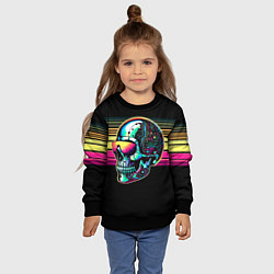 Свитшот детский Cyber skull - ai art fantasy, цвет: 3D-черный — фото 2