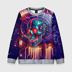 Свитшот детский Cyber art skull - steel metal, цвет: 3D-меланж