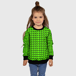 Свитшот детский Зелёные лепестки шестиугольники, цвет: 3D-черный — фото 2
