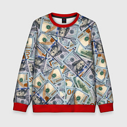 Свитшот детский Банкноты сто долларов, цвет: 3D-красный