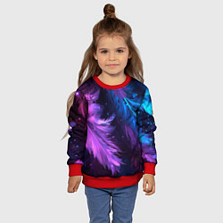 Свитшот детский Искрящиеся перья в розовых и голубых оттенках, цвет: 3D-красный — фото 2