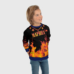 Свитшот детский Марина - имя в огне, цвет: 3D-синий — фото 2