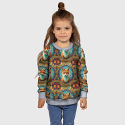 Свитшот детский Лисицы и объемные узоры, цвет: 3D-меланж — фото 2