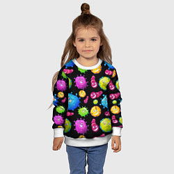 Свитшот детский Смешные бактерии паттерн, цвет: 3D-белый — фото 2