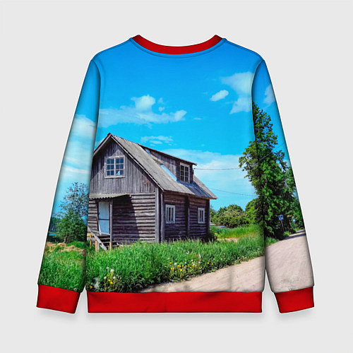Детский свитшот Дом в деревне / 3D-Красный – фото 2