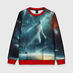 Свитшот детский Человек и космос - нейросеть, цвет: 3D-красный