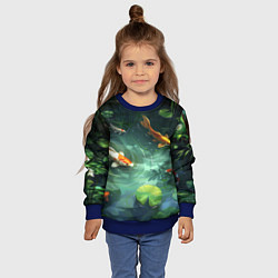 Свитшот детский Рыбки Кои плавают в пруду, цвет: 3D-синий — фото 2