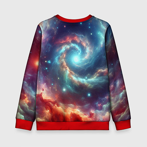 Детский свитшот Пасть космической акулы - нейросеть / 3D-Красный – фото 2