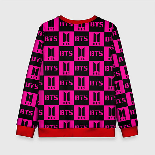 Детский свитшот BTS pattern pink logo / 3D-Красный – фото 2