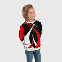 Свитшот детский Красные и белые линии, цвет: 3D-белый — фото 2