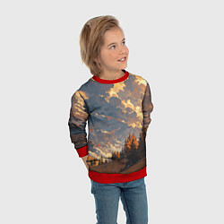 Свитшот детский Вечерний закат - аниме, цвет: 3D-красный — фото 2
