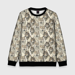 Свитшот детский Паттерн лесного волка, цвет: 3D-черный