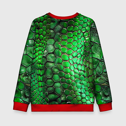 Детский свитшот Зеленая змеиная кожа / 3D-Красный – фото 2