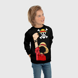 Свитшот детский One piece - Monkey D Luffy, цвет: 3D-черный — фото 2