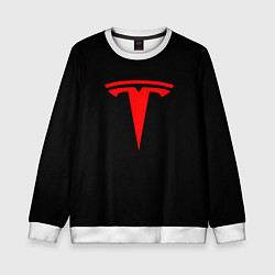 Детский свитшот Tesla red logo