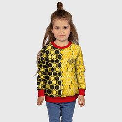 Свитшот детский Киберпанк соты шестиугольники жёлтый и чёрный с па, цвет: 3D-красный — фото 2