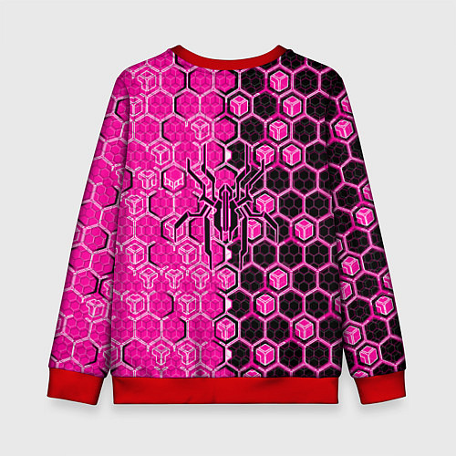 Детский свитшот Техно-киберпанк шестиугольники розовый и чёрный с / 3D-Красный – фото 2