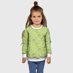 Свитшот детский Зеленый цветочный - паттерн смайлики, цвет: 3D-белый — фото 2