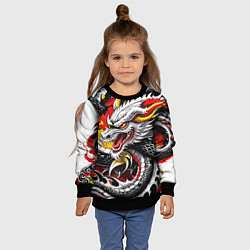 Свитшот детский Огнедышащий дракон в японском стиле, цвет: 3D-черный — фото 2