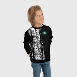 Свитшот детский Ленд Ровер - следы от шин, цвет: 3D-черный — фото 2