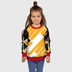 Свитшот детский Жёлтые широкие линии на белом фоне, цвет: 3D-красный — фото 2