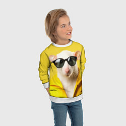 Свитшот детский Ля какая модная крыса на желтом, цвет: 3D-белый — фото 2