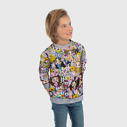 Свитшот детский Right now NewJeans and Takashi Murakami, цвет: 3D-меланж — фото 2