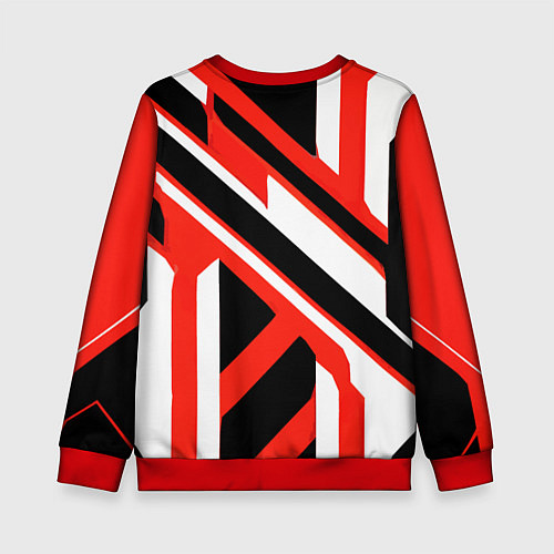 Детский свитшот Чёрно-красные полосы на белом фоне / 3D-Красный – фото 2
