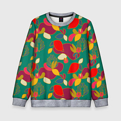 Свитшот детский Ягодно-цветочная абстракция, цвет: 3D-меланж
