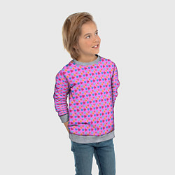 Свитшот детский Розовый паттерн с разноцветными сердечками, цвет: 3D-меланж — фото 2