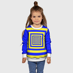 Свитшот детский Квадраты уходящие в даль, цвет: 3D-белый — фото 2